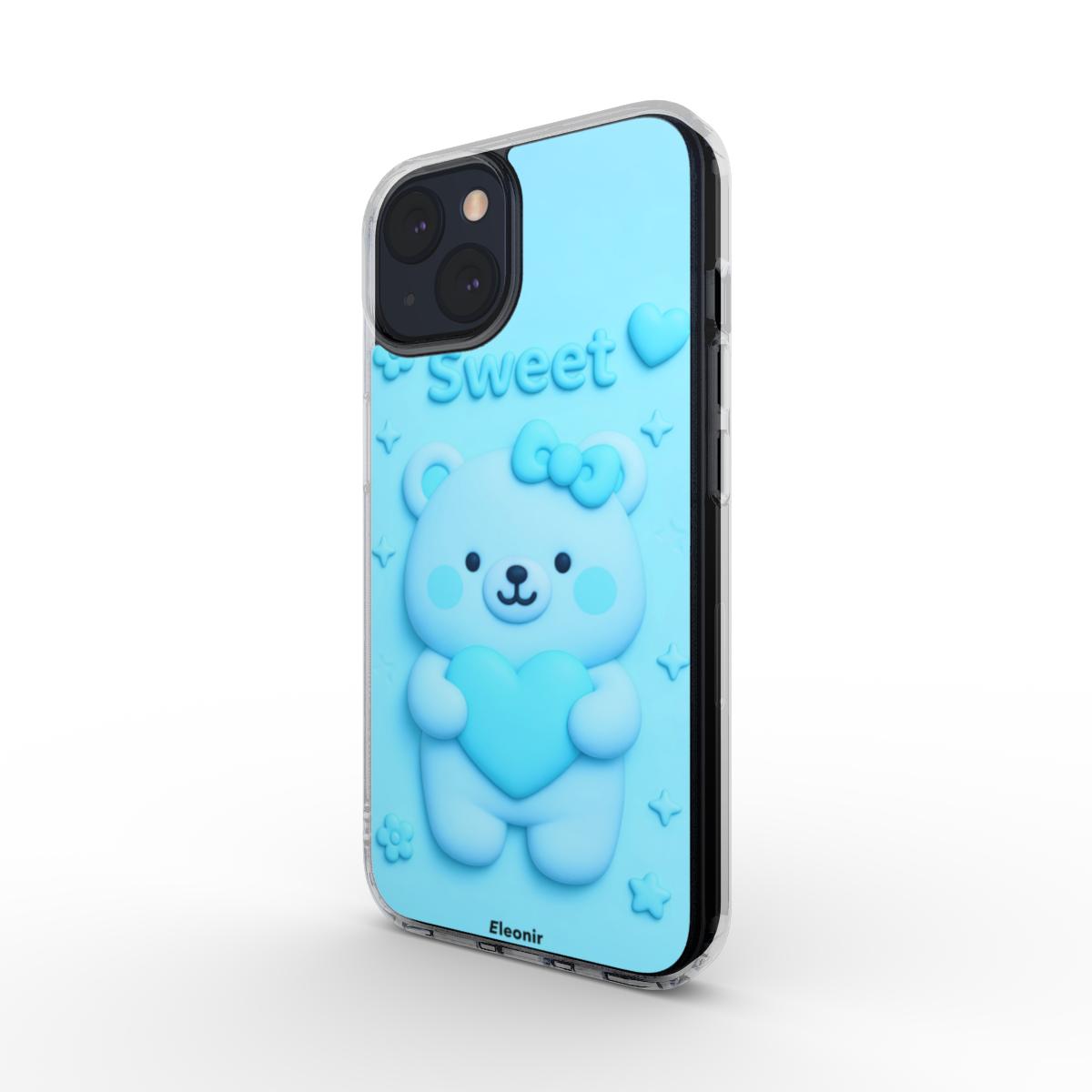 Cute Bear Blue Clear Phone Case