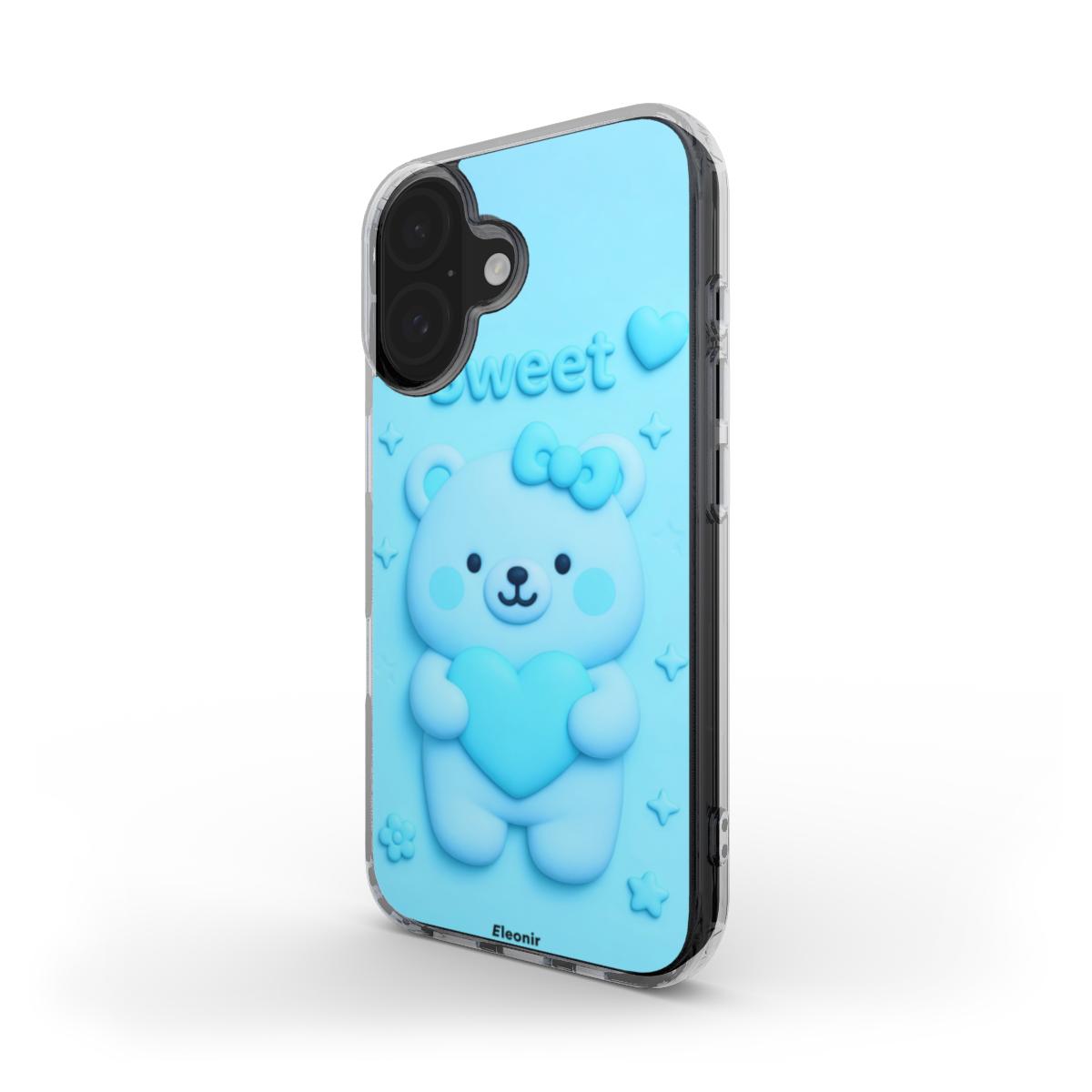 Cute Blue Bear MagSafe Clear Phone Case