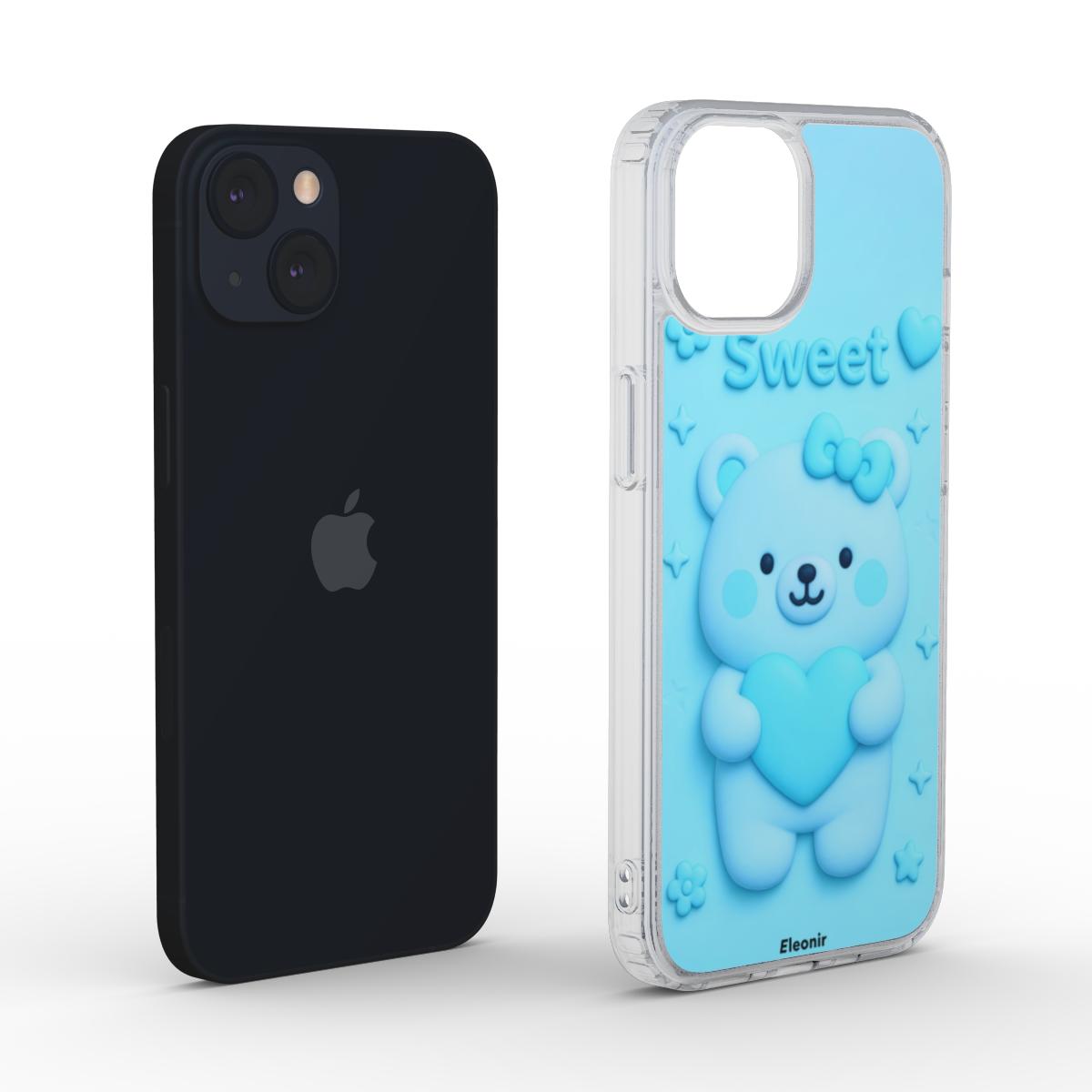 Cute Bear Blue Clear Phone Case