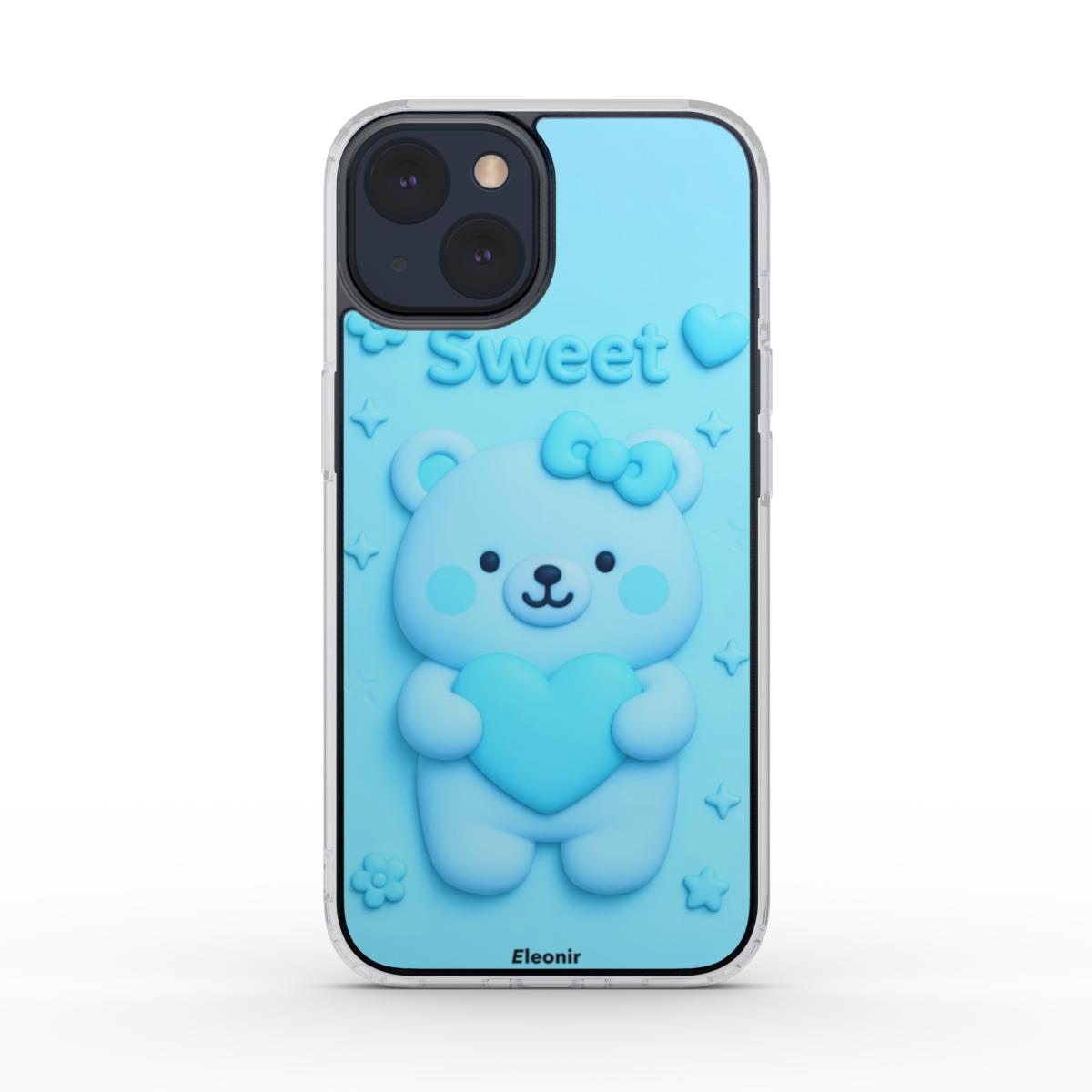 Cute Bear Blue Clear Phone Case