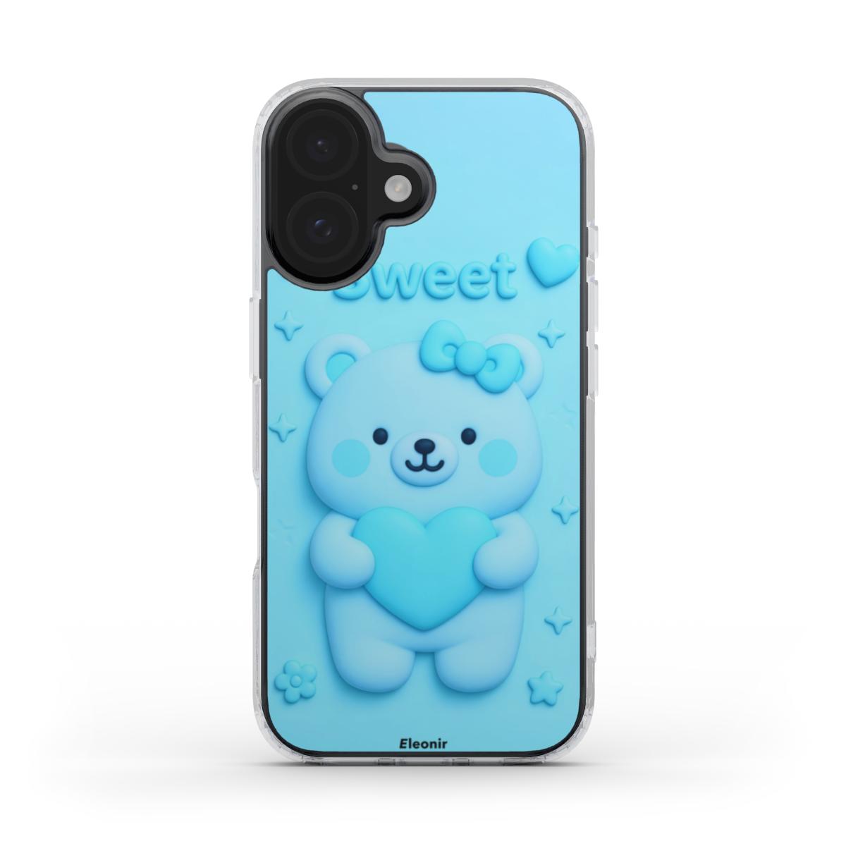 Cute Blue Bear MagSafe Clear Phone Case