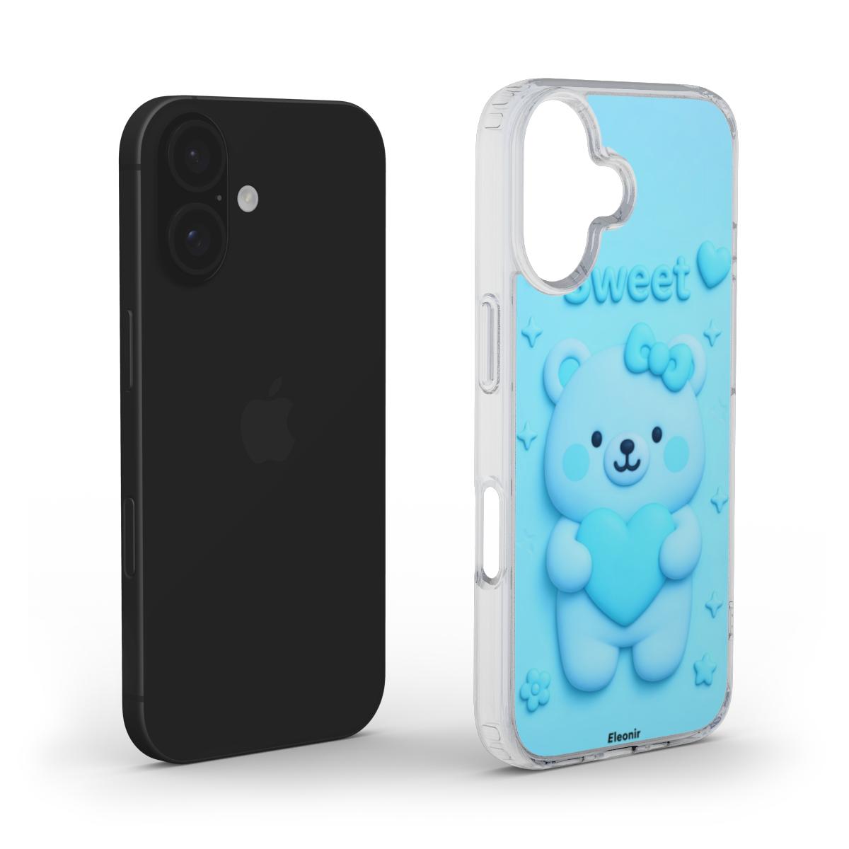 Cute Blue Bear MagSafe Clear Phone Case