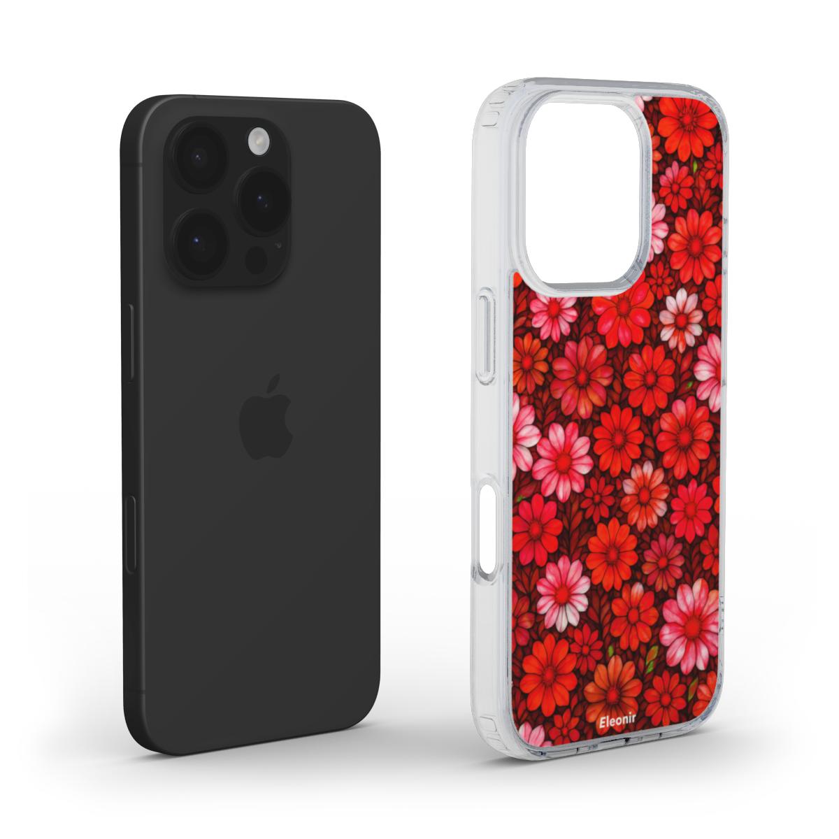 Red Floral print MagSafe Clear Phone Case