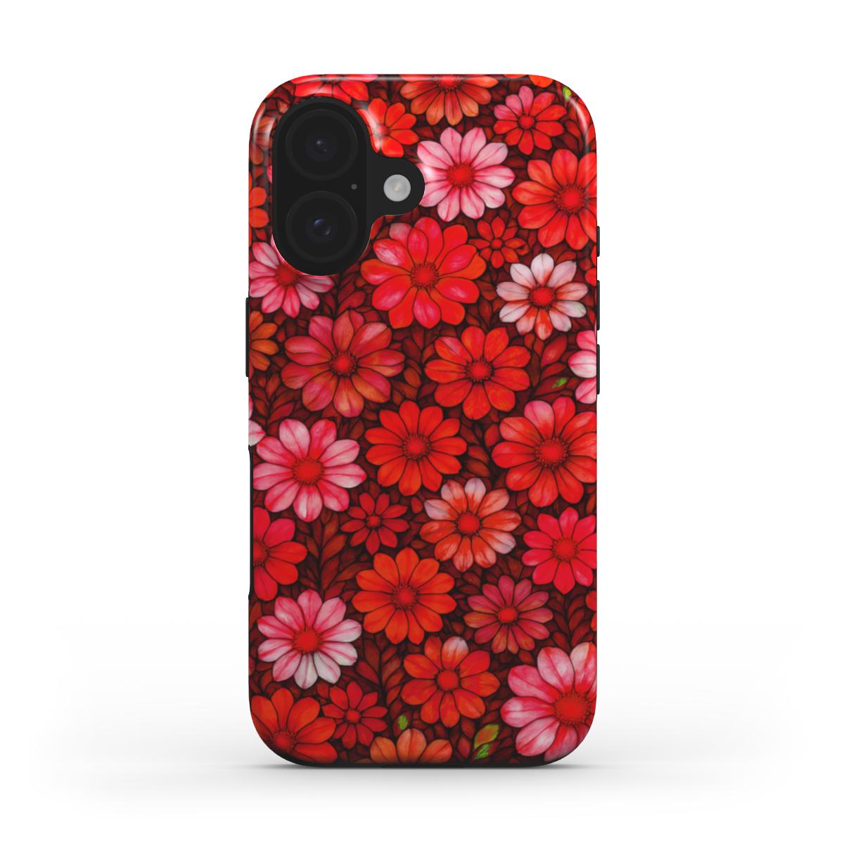 Red Floral print Tough Phone Case