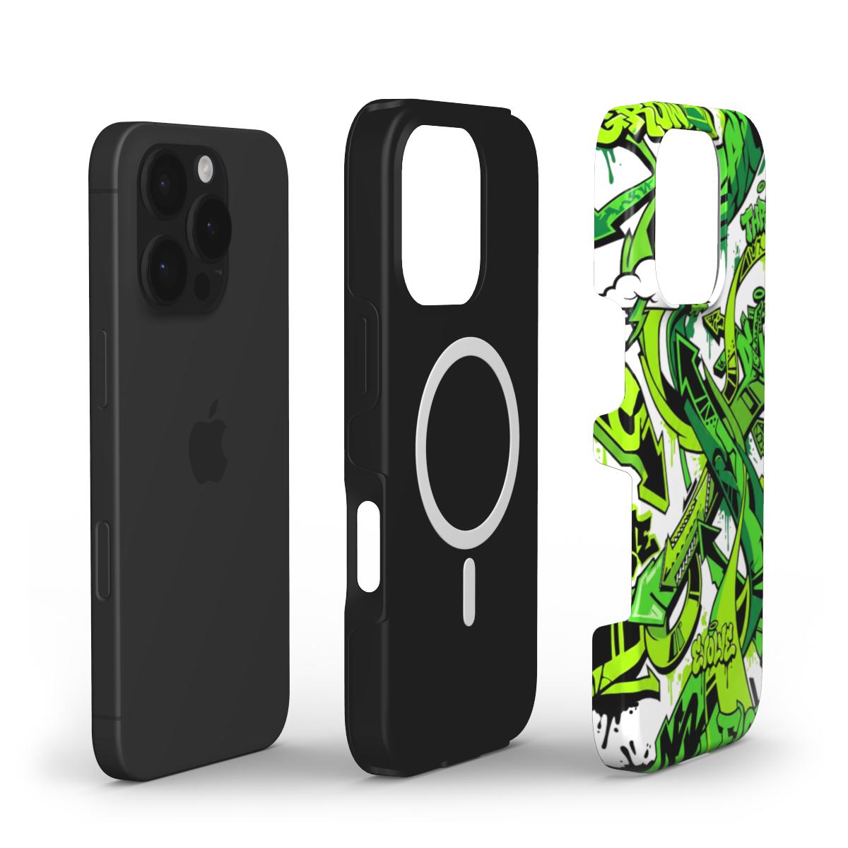 Green Modern Graffiti MagSafe Tough Phone Case