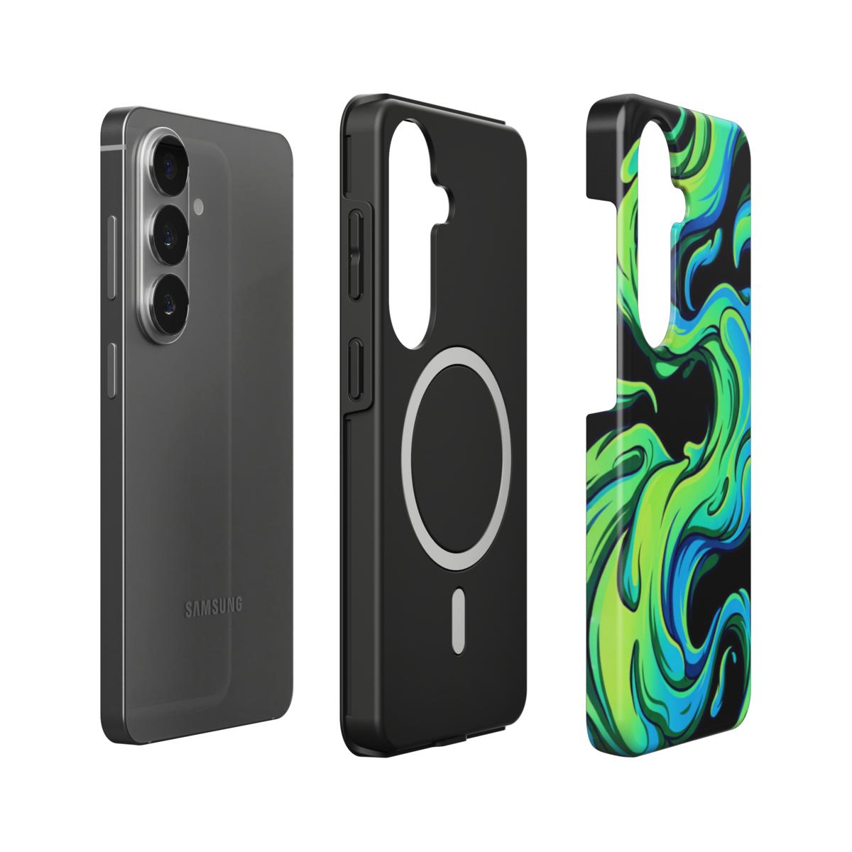 Black-Green Abstract Magnetic Tough Phone Case