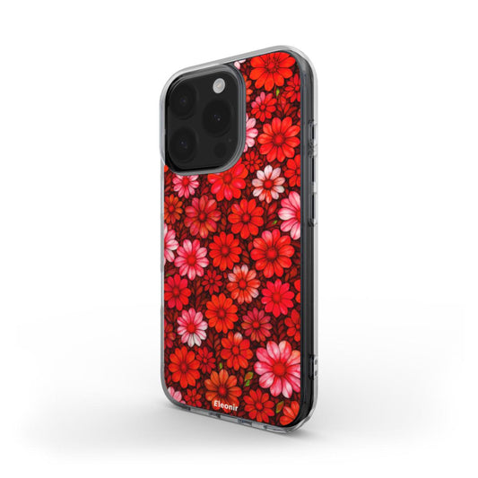 Red Floral print MagSafe Clear Phone Case