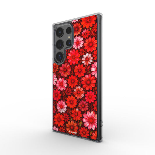 Red Floral print Clear Phone Case