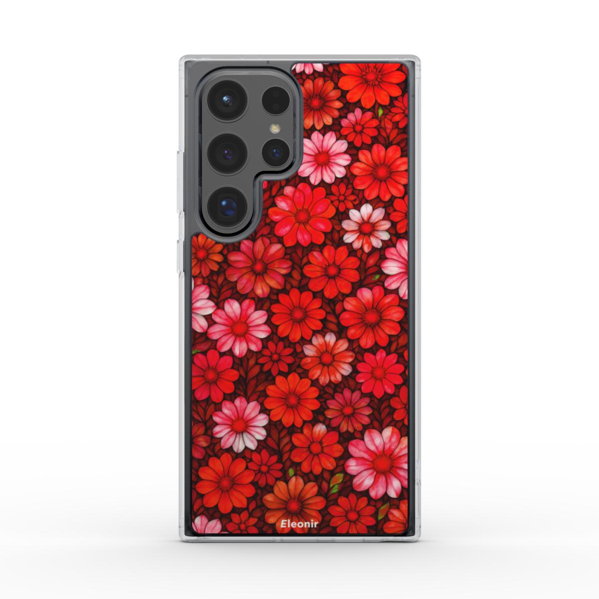 Red Floral print Clear Phone Case