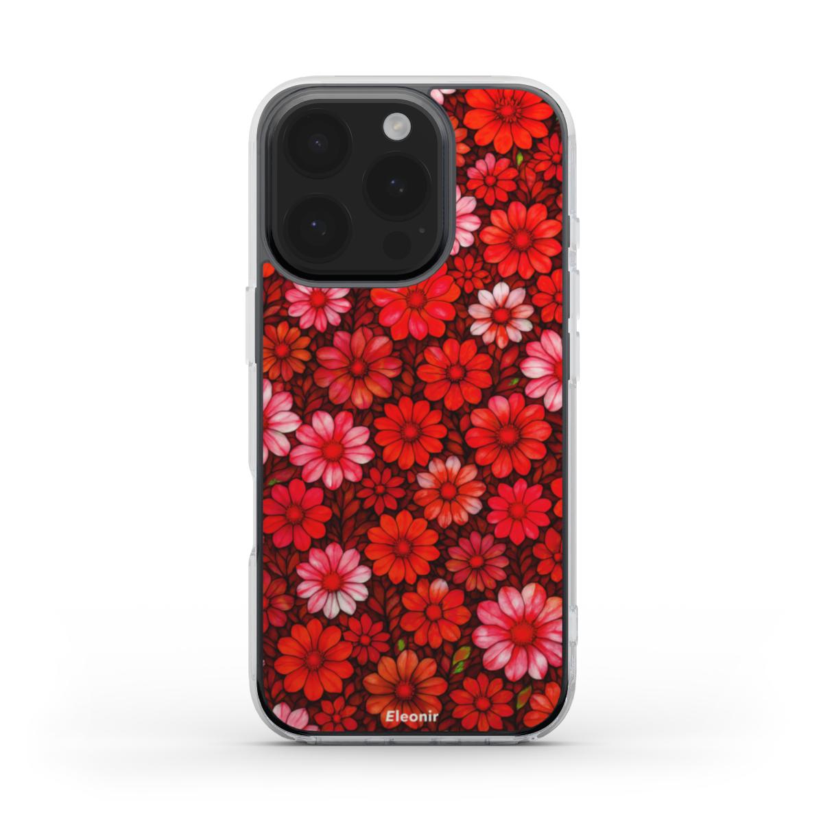 Red Floral print MagSafe Clear Phone Case