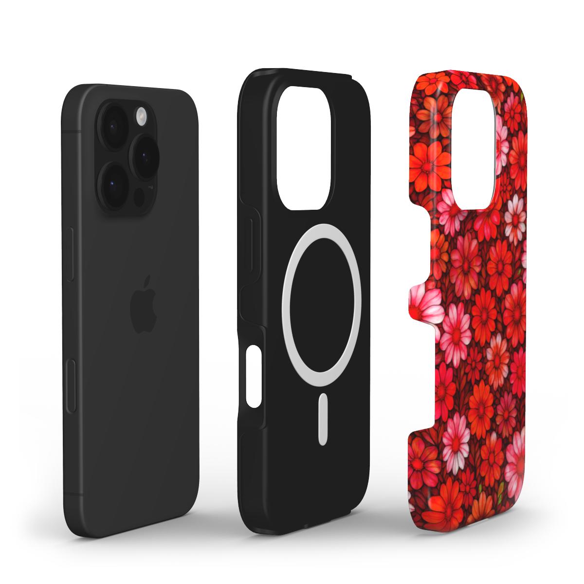 Red Floral print MagSafe Tough Phone Case
