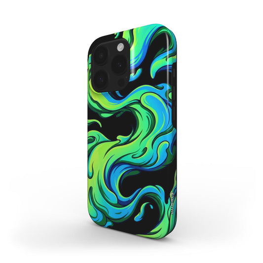 Black-Green Abstract MagSafe Tough Phone Case
