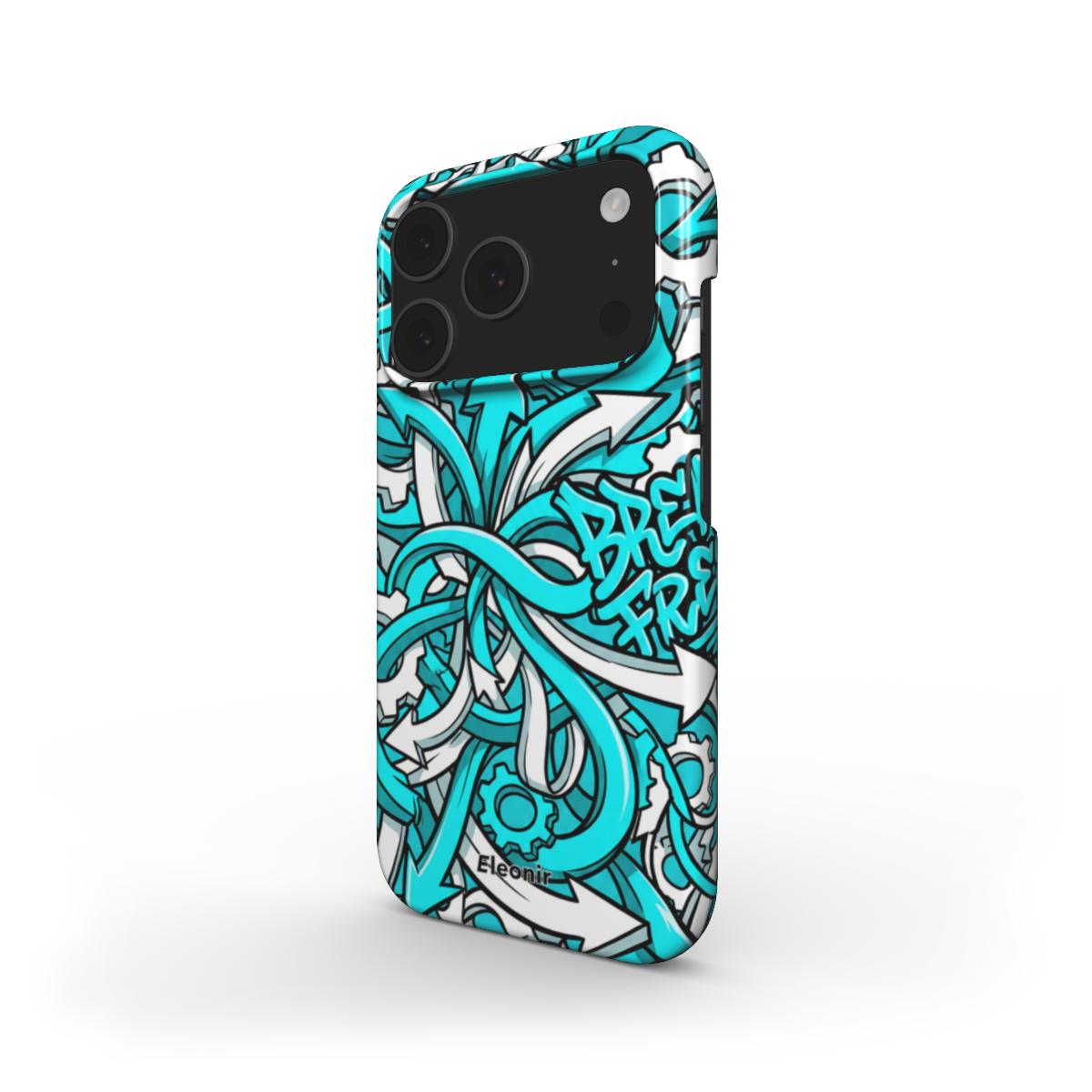 White-Cyan Abstract Snap Phone Case