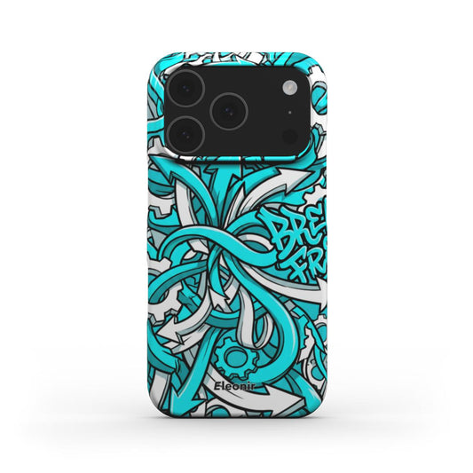 White-Cyan Abstract Snap Phone Case