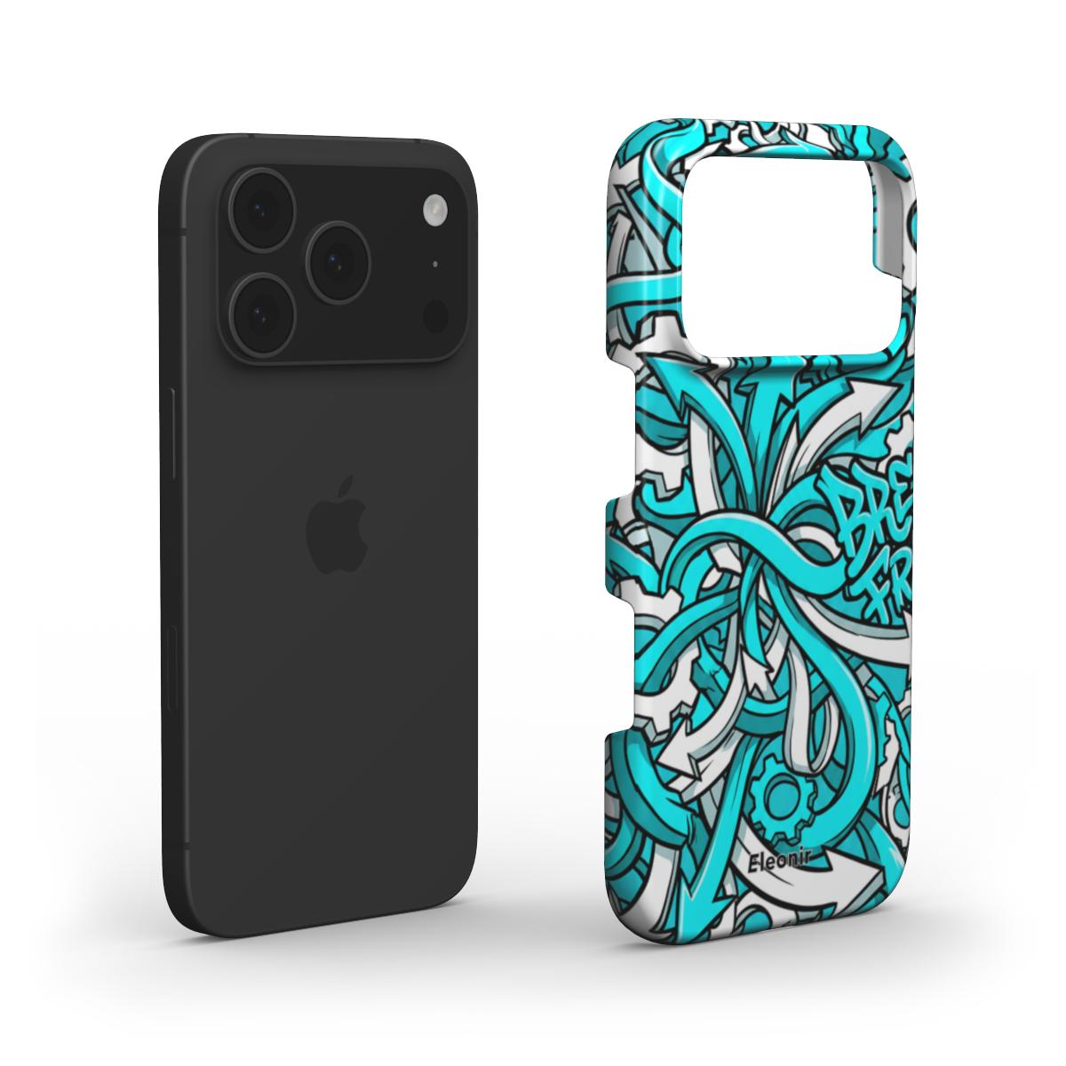 White-Cyan Abstract Snap Phone Case