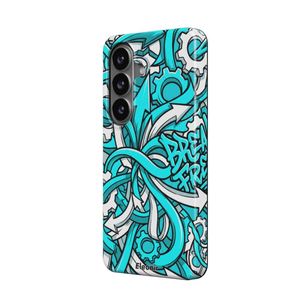 White-Cyan Abstract Magnetic Tough Phone Case