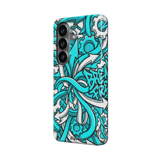 White-Cyan Abstract Magnetic Tough Phone Case