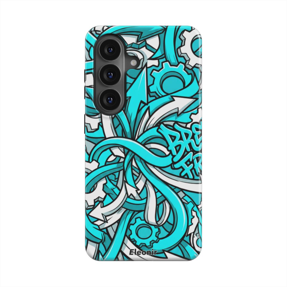 White-Cyan Abstract Magnetic Tough Phone Case
